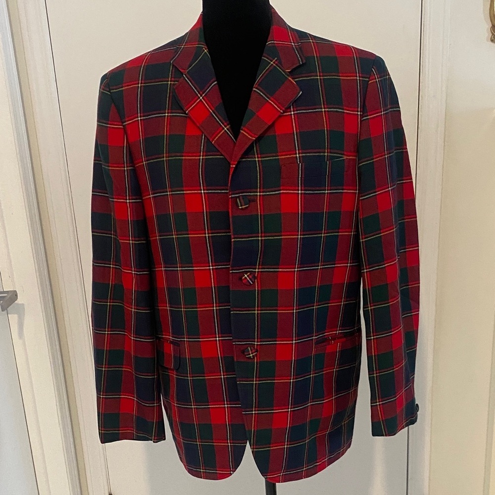 RED TARTAN WOOL VTG 1970  Jacket Designed & made by Réaldo Tremblay QC Designer
